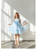 Blue Lace Tulle Flower Girl Dress Birthday Dress